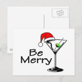 Be Merry Christmas Martini Feiertagspostkarte (Vorne/Hinten)