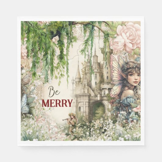 Be Merry Fairy Castle Napkin - verzaubertes Wald Serviette (Vorderseite)