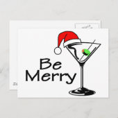 Be Merry Martini Feiertagspostkarte (Vorne/Hinten)