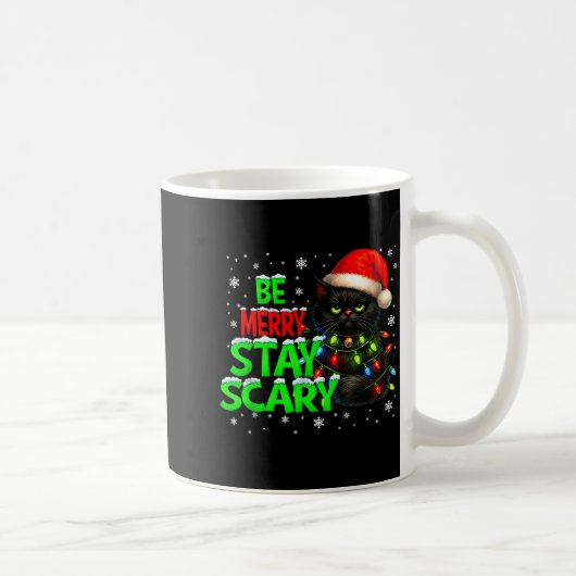 Be Merry Stay Y Black Cat Funny Halloween Christma Kaffeetasse (Rechts)