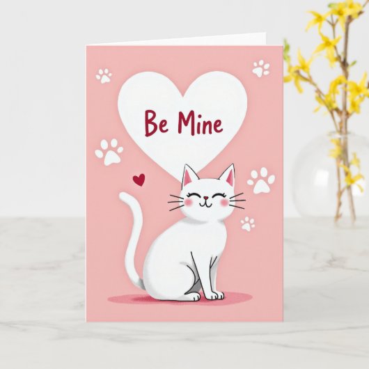 Be Mine Cat Love Card Karte (Gelbe Blume)
