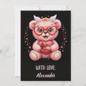Be Mine! Cute Pink Teddy Bear Sweetheart Karte (Vorderseite)