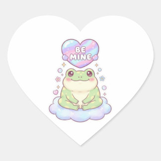 Be Mine Frog Sticker Cute Frog Holding Heart Roman