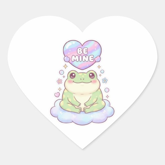 Be Mine Frog Sticker Cute Frog Holding Heart Roman (Vorderseite)