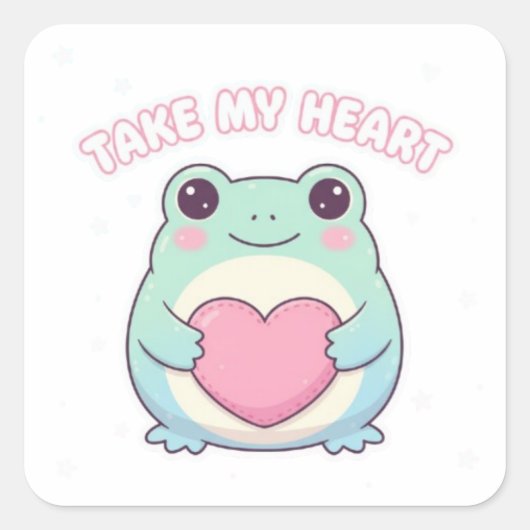be mine frog, valentine frog, romantic frog, cute  quadratischer aufkleber (Vorderseite)