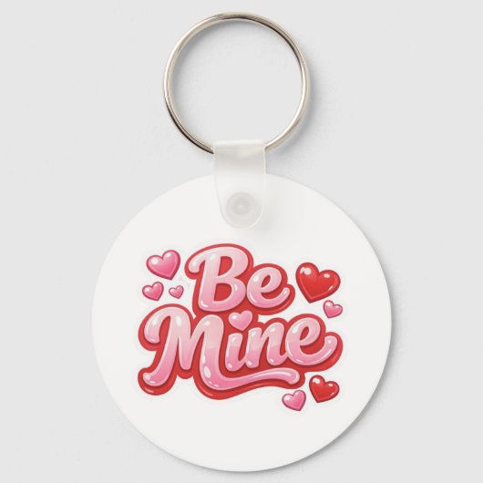 Be Mine" Glossy Heart Keychain Schlüsselanhänger (Vorderseite)