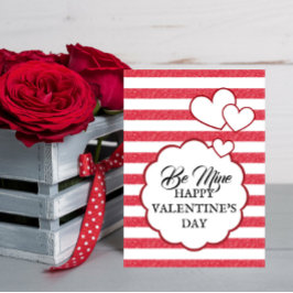 Be Mine Happy Valentine's Day Heart Chalk Stripes Feiertagskarte