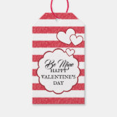 Be Mine Happy Valentine's Day Heart Chalk Stripes Geschenkanhänger (Vorderseite)