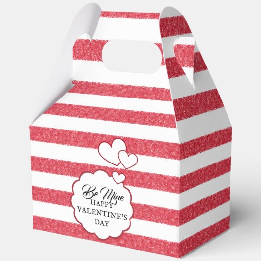 Be Mine Happy Valentine's Day Heart Chalk Stripes Geschenkschachtel (Vorderseite)