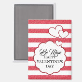 Be Mine Happy Valentine's Day Heart Chalk Stripes Magnet (Vorderseite/Rückseite)