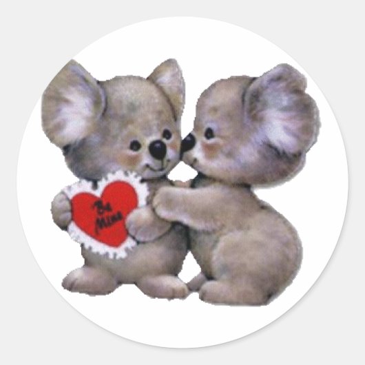 Be Mine Koalas Runder Aufkleber (Vorderseite)