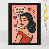 Be Mine… Maybe: Retro Flirt Valentine Karte (Gelbe Blume)