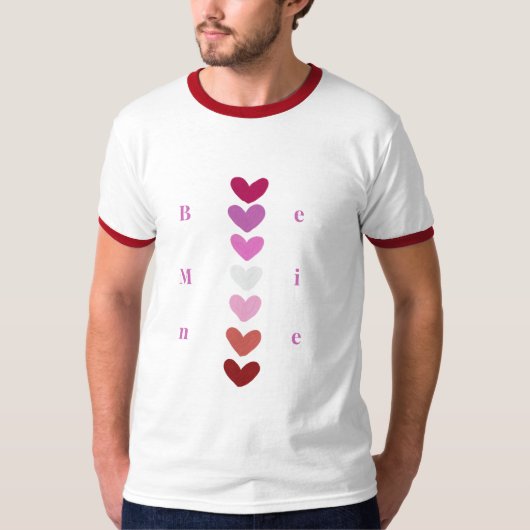 Be Mine Minimal Heart Stack Valentine T-Shirt (Vorderseite)