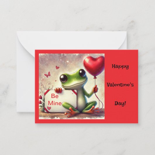 "Be Mine" Niedlich Frosch Valentine Mitteilungskarte (Vorderseite)