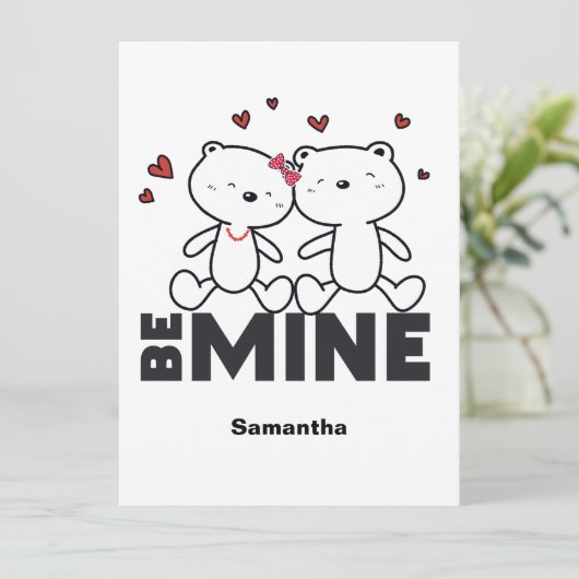 BE MINE - Niedliche Personalisierte moderne Valent Karte (Stehend Vorderseite)