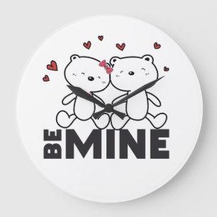 BE MINE - Niedlicher moderner Valentinstag Große Wanduhr