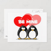 Be Mine Penguins Postkarte (Vorne/Hinten)