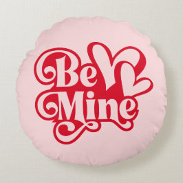 Be Mine Personalized Retro Pink Valentine Rundes Kissen