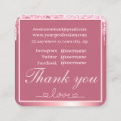 BE MINE PINK VALENTINES GLITZER TROPFEN CUSTOM QUADRATISCHE VISITENKARTE (Rückseite)