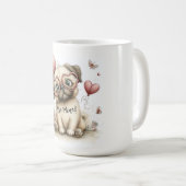 Be Mine Pug with Heart Balloons Kaffeetasse (VorderseiteRechts)