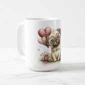 Be Mine Pug with Heart Balloons Kaffeetasse (Vorderseite Links)