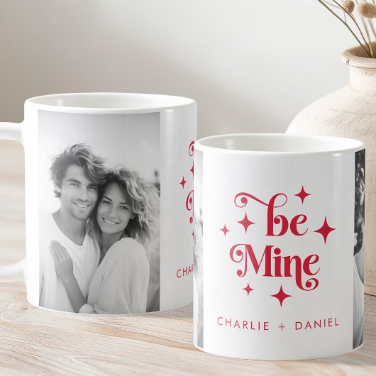 Be mine retro stars Valentines day red photo Kaffeetasse