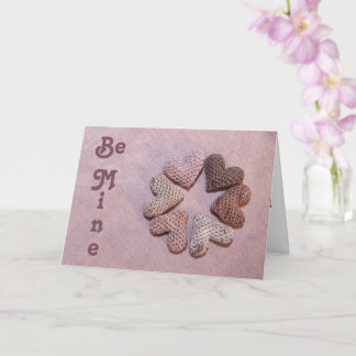Be Mine Solar-dyed Crocheted Hearts Valentine Card Karte