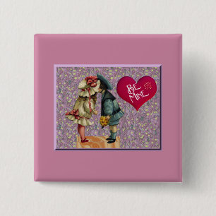 "Be Mine" Sweet Nostalgic Valentine Button
