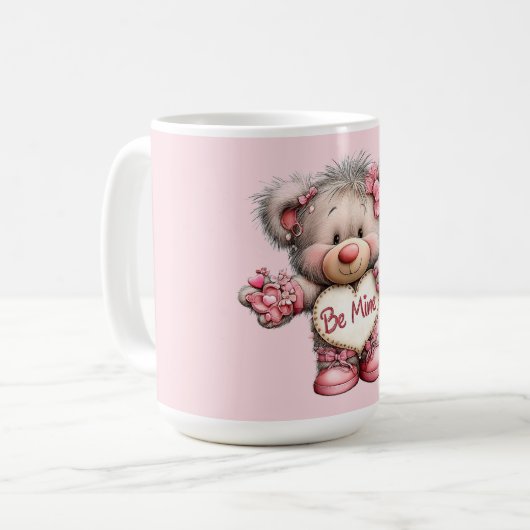  Be Mine Teddy with Heart Bouquet Kaffeetasse (Vorderseite Links)