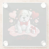 Be Mine Valentine English Bulldog Glass Untersetze Glasuntersetzer (Rückseite)