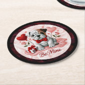 Be Mine Valentine English Bulldog Paper Untersetze Runder Pappuntersetzer (Angewinkelt)