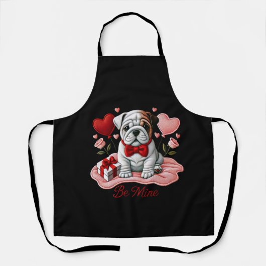 Be Mine Valentine English Bulldog Schürze (Vorderseite)