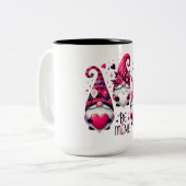 Be Mine Valentine Gnomes Zweifarbige Tasse (Vorderseite Links)