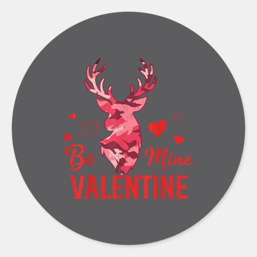 Be Mine Valentine Nk Camo Buck Deer Hunting Valent Runder Aufkleber (Vorderseite)
