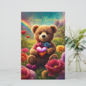 Be mine Valentine Teddy 1 Briefpapier (Stehend Vorderseite)