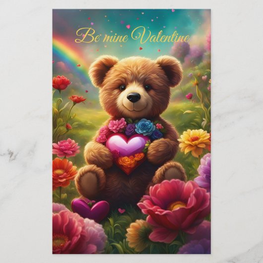 Be mine Valentine Teddy 1 Briefpapier (Vorderseite)