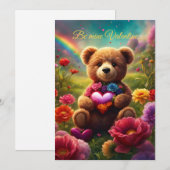 Be mine Valentine Teddy 1 Einladung (Vorne/Hinten)