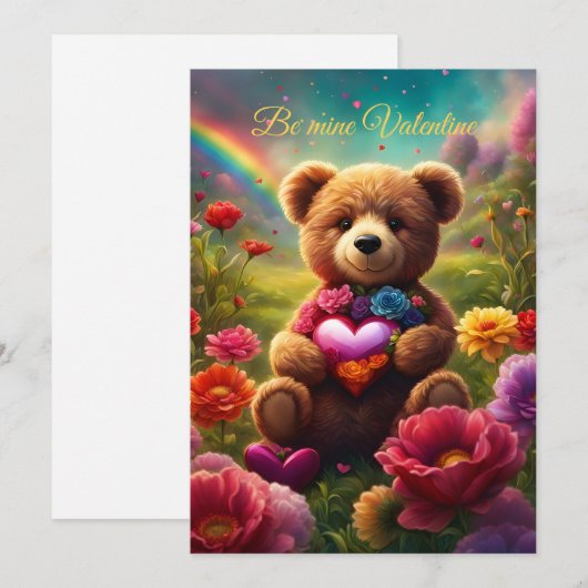 Be mine Valentine Teddy 1 Einladung (Vorne/Hinten)