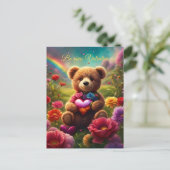 Be mine Valentine Teddy 1 Einladungspostkarte (Stehend Vorderseite)