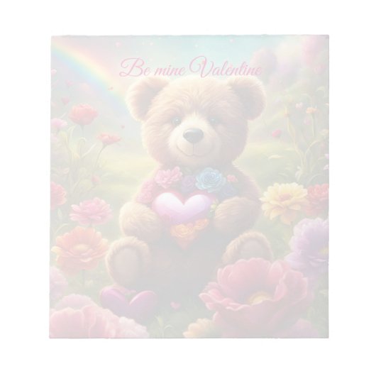Be mine Valentine Teddy 1 Notizblock (Vorderseite)