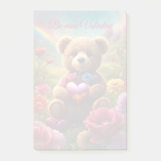 Be mine Valentine Teddy 1 Post-it Klebezettel (Vorderseite)