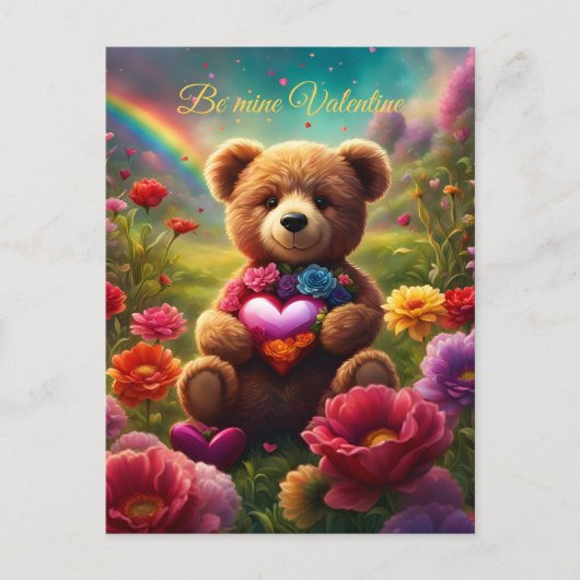 Be mine Valentine Teddy 1 Postkarte (Vorderseite)