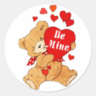 Be Mine Valentine Teddy Runder Aufkleber