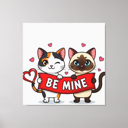 BE MINE Valentine's Cats | Cute Kittens with Love Leinwanddruck (Vorderseite)