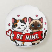 BE MINE Valentine's Cats | Cute Kittens with Love Rundes Kissen (Rückseite)