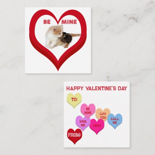 BE MINE Valentine's Critters Conversation Hearts Mitteilungskarte (Vorne/Hinten)