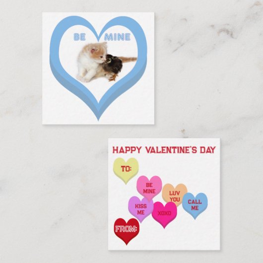 BE MINE Valentine's Critters Conversation Hearts Mitteilungskarte (Vorne/Hinten)