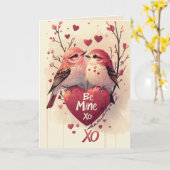 Be Mine XoXo Two Love Birds Valentines Karte (Gelbe Blume)