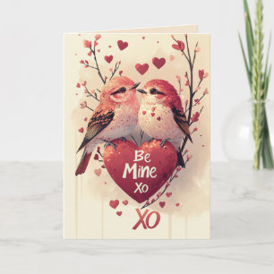 Be Mine XoXo Two Love Birds Valentines Karte