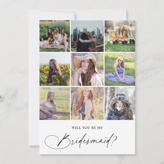 Be My Bridesmaid Chic Script Foto Einladung (Vorderseite)
